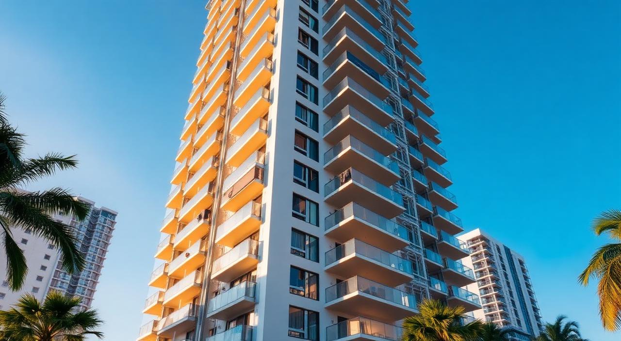 Edifício residencial moderno protegido por seguro condominial
