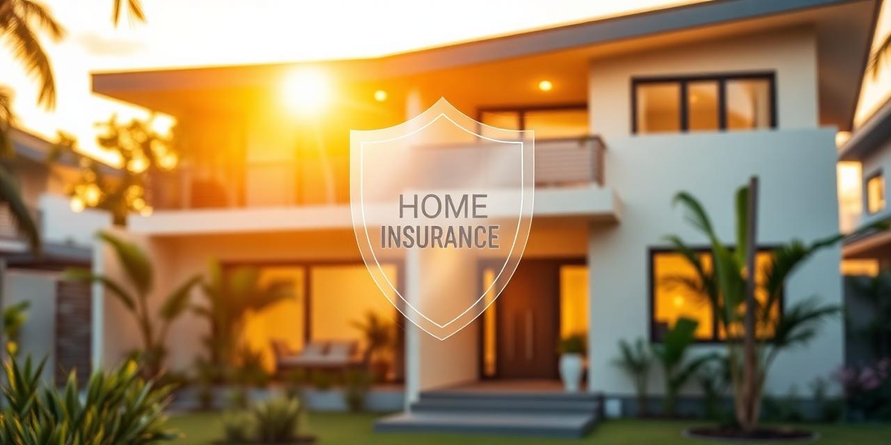 Casa moderna ao entardecer com escudo simbolizando proteção do seguro residencial